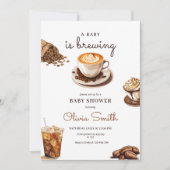 Ein Baby wird eine Babydusche, eine Kaffeemaschine Einladung (Vorderseite)