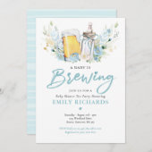 Ein Baby wird eine Flasche und eine Babydusche mit Einladung (Vorne/Hinten)