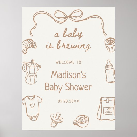 Ein Baby wird Handgezeichnete Babydusche gebrauen  Poster (Vorne)