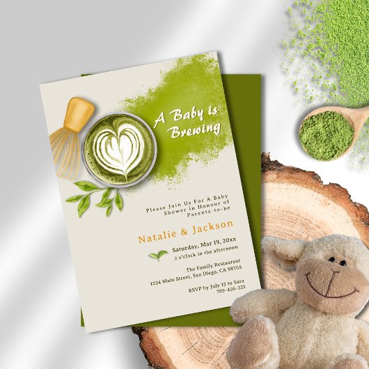 Ein Baby wird Matcha Latte Baby Dusche brauen Einladung