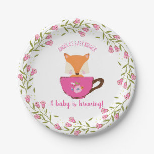 Ein Baby wird Pink Teacup Baby Girl Dusche Brauen Pappteller