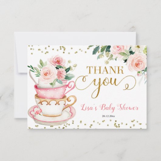 Ein Baby wird Tea Party Baby Dusche Brauen Danke (Vorderseite)