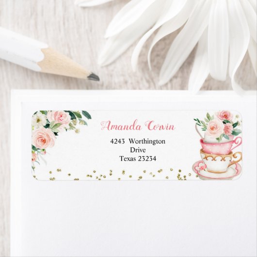 Ein Baby wird Tee-Party-Adressetikett (Insitu)