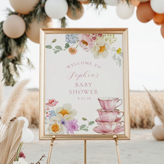 Ein Baby wird Tee-Party-Babydusche Brauen Begrüßun Poster