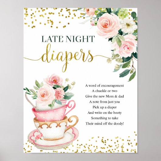 Ein Baby wird Tee Party Night Diaper Poster (Vorne)