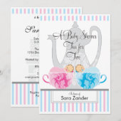 Ein Babydusche Tee-Party | Einladung von Twins (Vorne/Hinten)