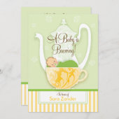 Ein Babydusche Tee-Party| Geschlechtsneutral Einladung (Vorne/Hinten)