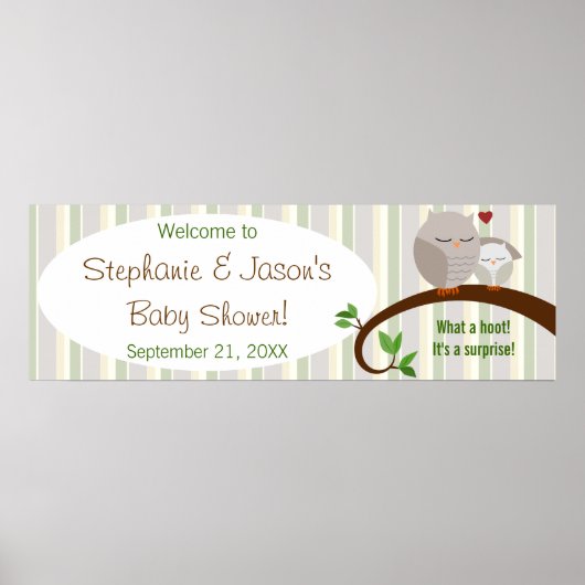 Ein Babyduschenbanner mit braunen Blättern Poster (Vorne)