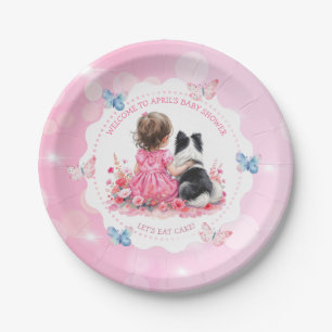 Ein Babymädchen und ihr Hund Baby Shower Lasst uns Pappteller