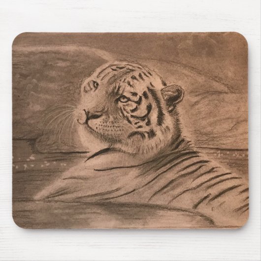 "Ein Bad Nehmend" Tigermauspad Mousepad (Vorne)