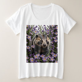 Ein Badger umgeben von Violett Viola sororia Blume Große Größe T-Shirt