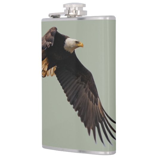 Ein Bald-Adler geht zum Himmel Flachmann (Links)