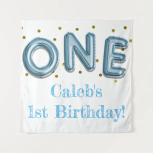 EIN Ballon Blau & Gold Party Foto Hintergrund Wandteppich
