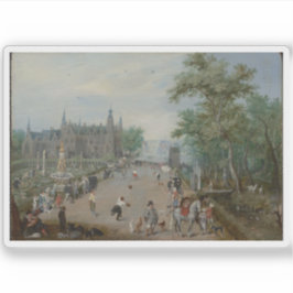 Ein Ballspiel vor einem Country Palace Aufkleber