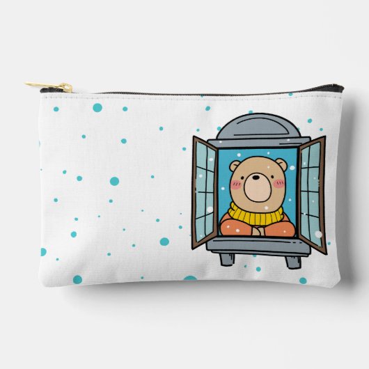 Ein Bär am Fenster Zubehörtasche (Vorderseite)