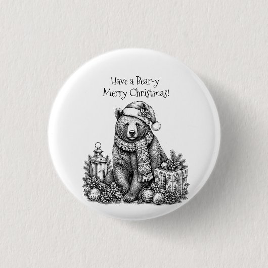 Ein Bär-iger Weihnachtsgruß Button (Vorderseite)