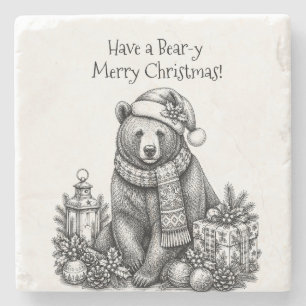 Ein Bär-iger Weihnachtsgruß Steinuntersetzer