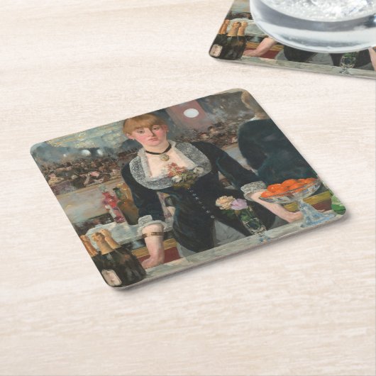 Ein Bar in den Folies-Bergère Edouard Manet Rechteckiger Pappuntersetzer (angewinkelt)