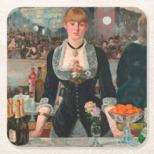 Ein Bar in den Folies-Bergère Edouard Manet Rechteckiger Pappuntersetzer