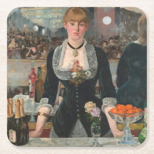 Ein Bar in den Folies-Bergère Edouard Manet Rechteckiger Pappuntersetzer (Vorderseite)