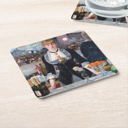 Ein Bar in den Folies-Bergere, Manet Rechteckiger Pappuntersetzer (angewinkelt)