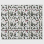 Ein Bär und Weihnachtsbäume in gepolstertem Muster Geschenkpapier (Flach)