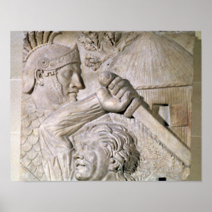 Ein Barbar, der eine römische Legionin bekämpft Poster