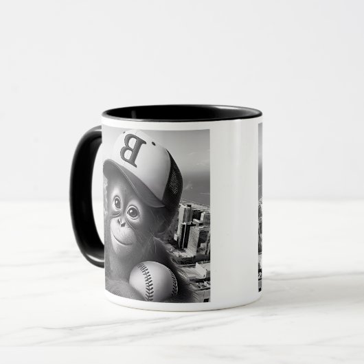 Ein Baseball-Affe. Tasse (Vorderseite Links)