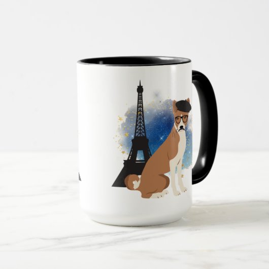 Ein Basenji in Paris Funny Dog Tasse (VorderseiteRechts)