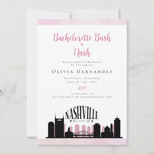 Ein Bash in Nash Bachlorette Einladung (Vorderseite)