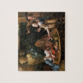 Ein Bauer gießt ein Getränk für eine Frau während Puzzle (Vertikal)