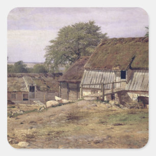 Ein Bauernhaus in Schweden, 1834 Quadratischer Aufkleber