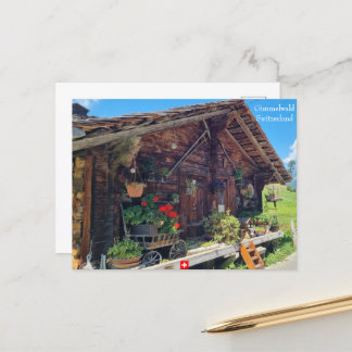 Ein Bauernhof in Gimmelwald, Schweiz Postkarte