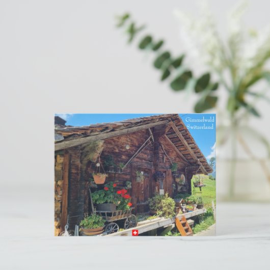 Ein Bauernhof in Gimmelwald, Schweiz Postkarte (Stehend Vorderseite)