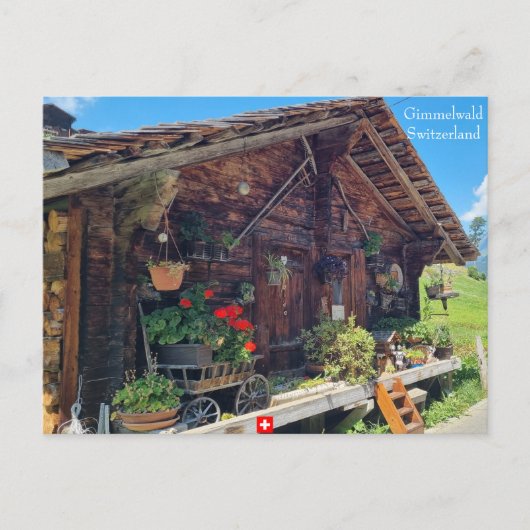 Ein Bauernhof in Gimmelwald, Schweiz Postkarte (Vorderseite)