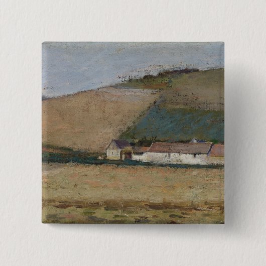 Ein Bauernhof unter Hügeln, Giverny, c.1887 Button (Vorderseite)