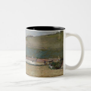 Ein Bauernhof unter Hügeln, Giverny, c.1887 Zweifarbige Tasse