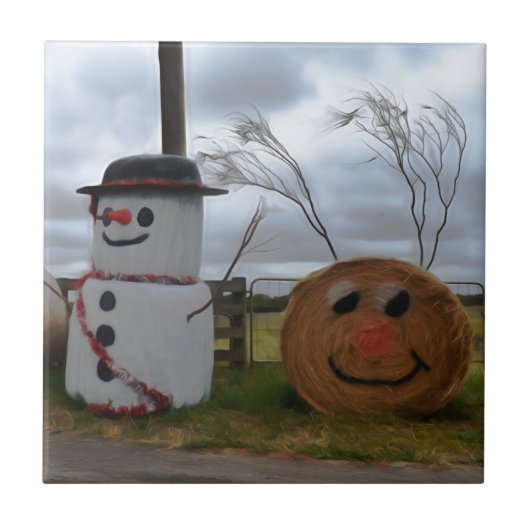 Ein Bauernhof Weihnachten Keramik Tile Fliese (Vorderseite)