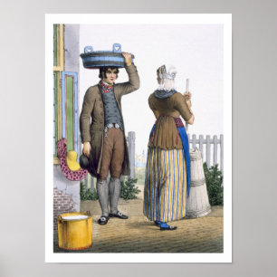 Ein Bauernpaar von Parmerend, Nordholland, illu Poster