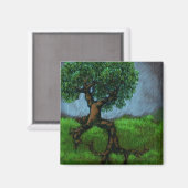 Ein Baum auf einem Hügel Magnet (Vorderseite/Rückseite)