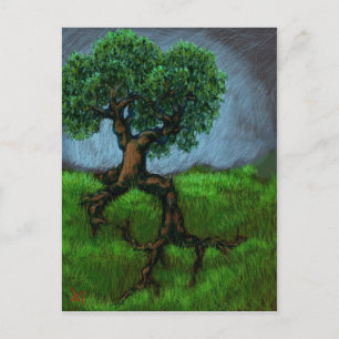 Ein Baum auf einem Hügel Postkarte