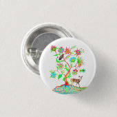 Ein Baum des Lebens, ein Vogel und eine Fauna Button (Vorne & Hinten)