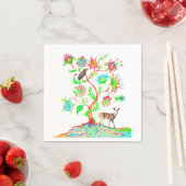 Ein Baum des Lebens, ein Vogel und eine Fauna Serviette (Beispiel)