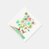 Ein Baum des Lebens, ein Vogel und eine Fauna Serviette (Ecke)