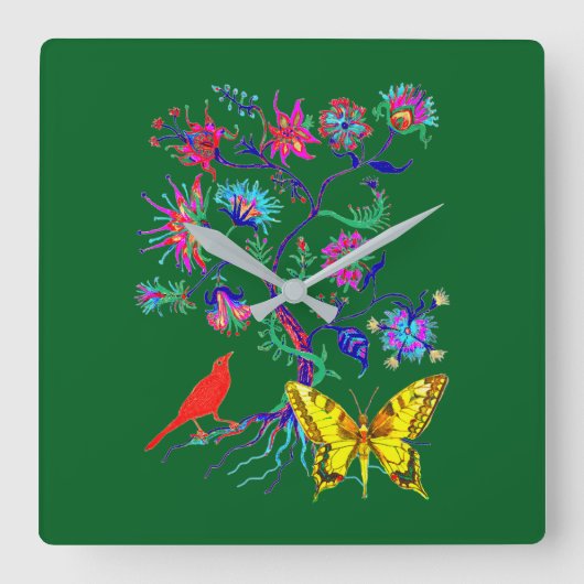 Ein Baum des Lebens Quadratische Wanduhr (Vorderseite)