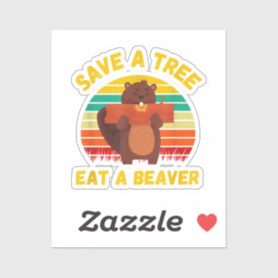 Ein Baum essen ein Biber Funny Beaver Pun Adult Hu Aufkleber