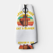 Ein Baum essen ein Biber Funny Beaver Pun Adult Hu Flaschenkühler (Rückseite)