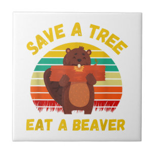 Ein Baum essen ein Biber Funny Beaver Pun Adult Hu Fliese