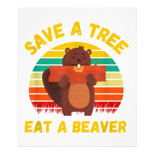 Ein Baum essen ein Biber Funny Beaver Pun Adult Hu Fotodruck