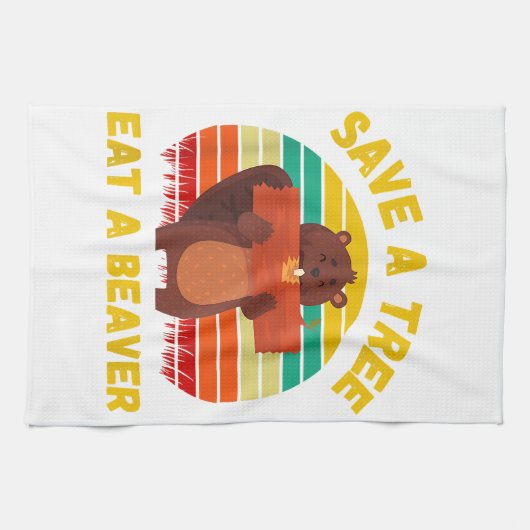 Ein Baum essen ein Biber Funny Beaver Pun Adult Hu Geschirrtuch (Horizontal)